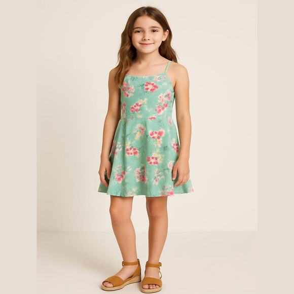Polo Ralph Lauren Other - Polo by Ralph Lauren Floral Dress in Green and Pink Sundress Girls 12